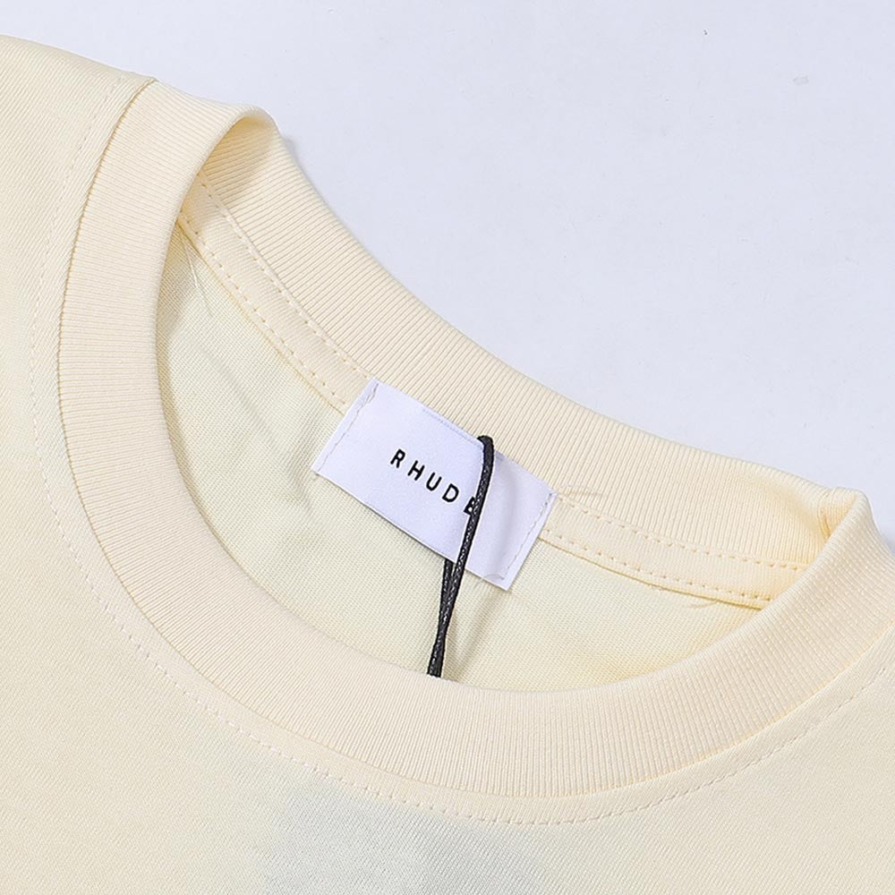 Rhude T-shirts Solid Color Pattern Printed Cotton Casual Short Sleeve Men and Women