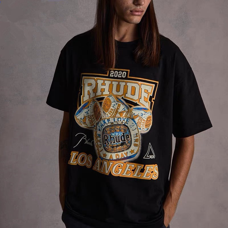 Rhude T-shirt Micro Label Champion Ring Printed Short Sleeve T-shirt