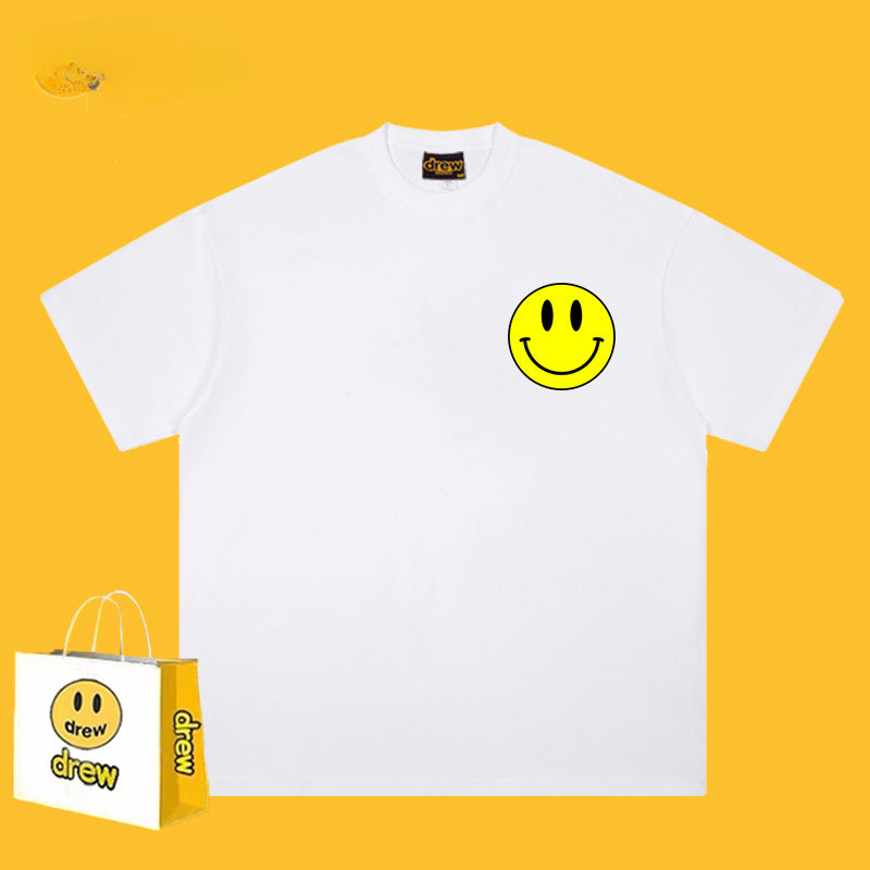 Drew T-shirts Smiley Face Print Short Sleeve Loose