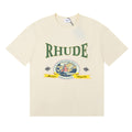 Rhude T-shirts Morocco Seaview Sailing Print Cotton Casual Short Sleeves Men and Women