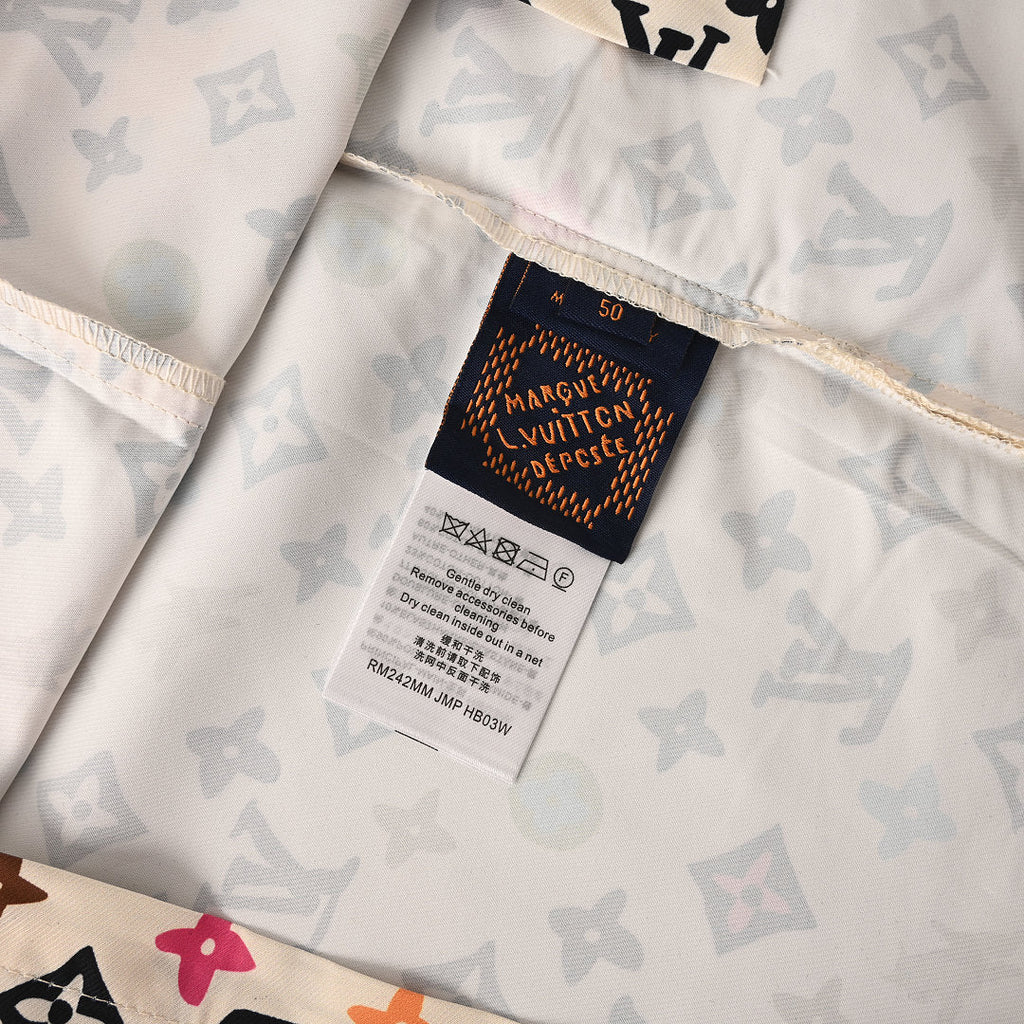 Louis Vuitton Printed Mulberry Silk Short-Sleeve Shirt