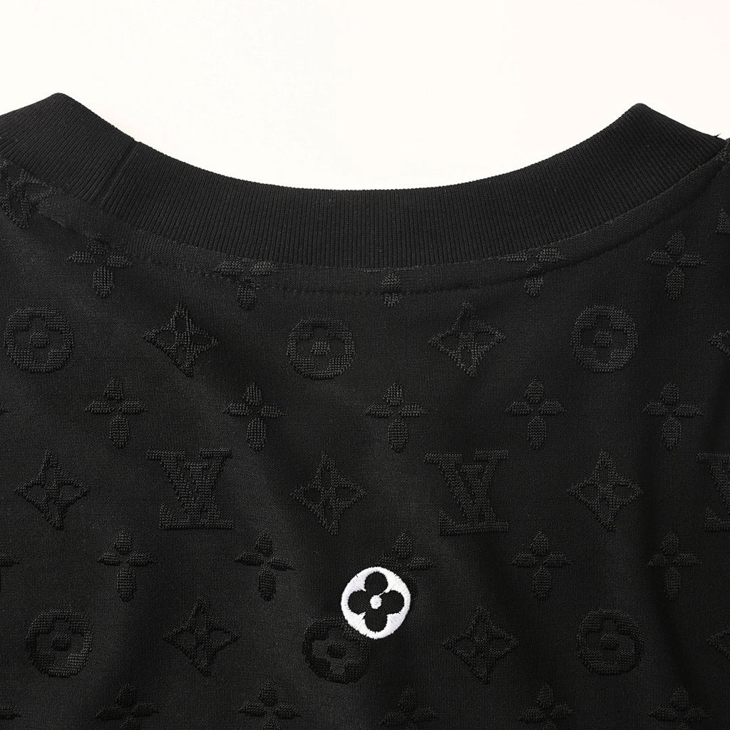 Louis Vuitton All-Over Monogram Short-Sleeve T-Shirt with Embroidered Clover Accents