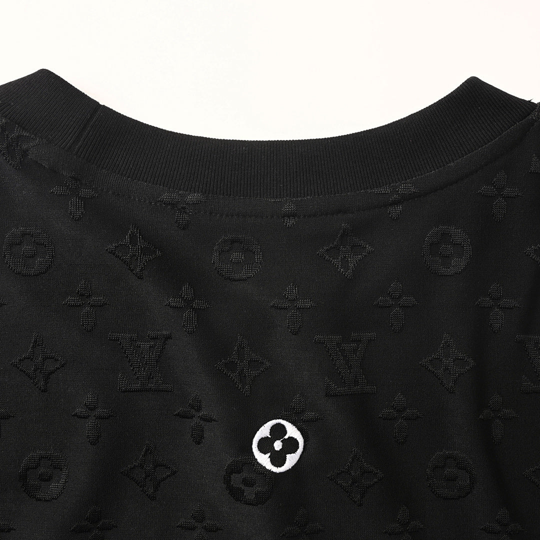 Louis Vuitton All-Over Monogram Short-Sleeve T-Shirt with Embroidered Clover Accents