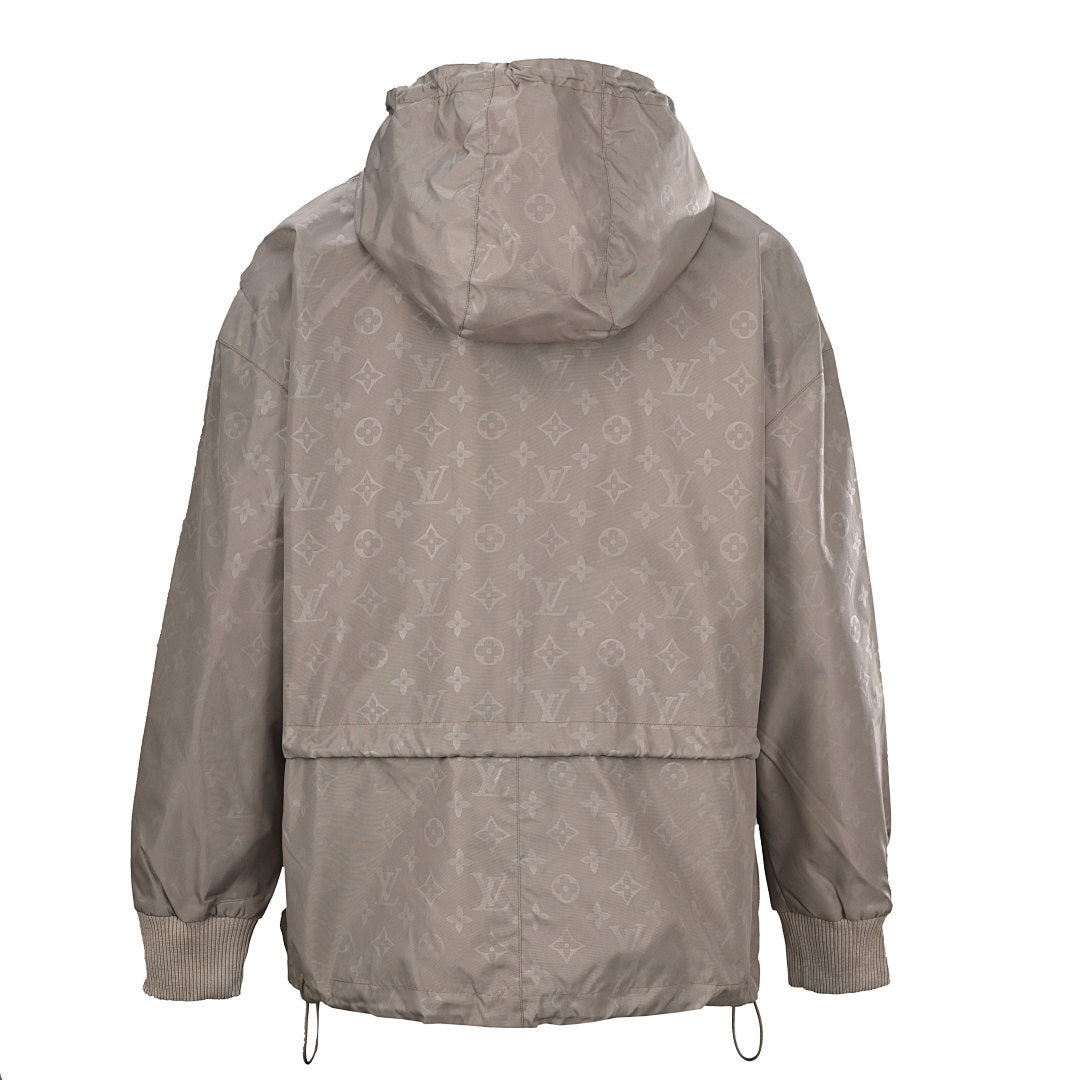 Louis Vuitton Monogram-Print Trench Coat-Style Zip Jacket with Cargo Pockets