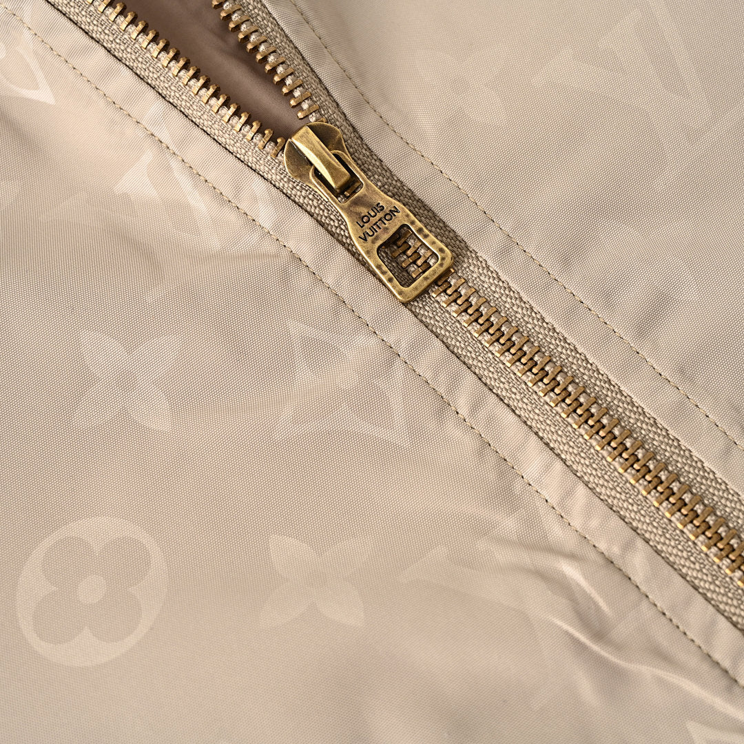 Louis Vuitton Monogram-Print Trench Coat-Style Zip Jacket with Cargo Pockets