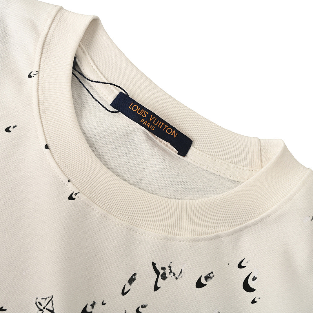 Louis Vuitton Water-Droplet Ink-Splatter Short-Sleeve T-Shirt