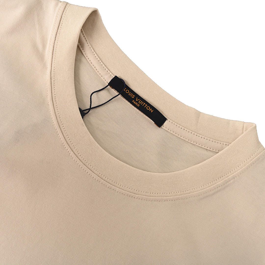 Louis Vuitton Monogram Short-Sleeve T-Shirt with Leather Pocket Patch (Couples' Style)