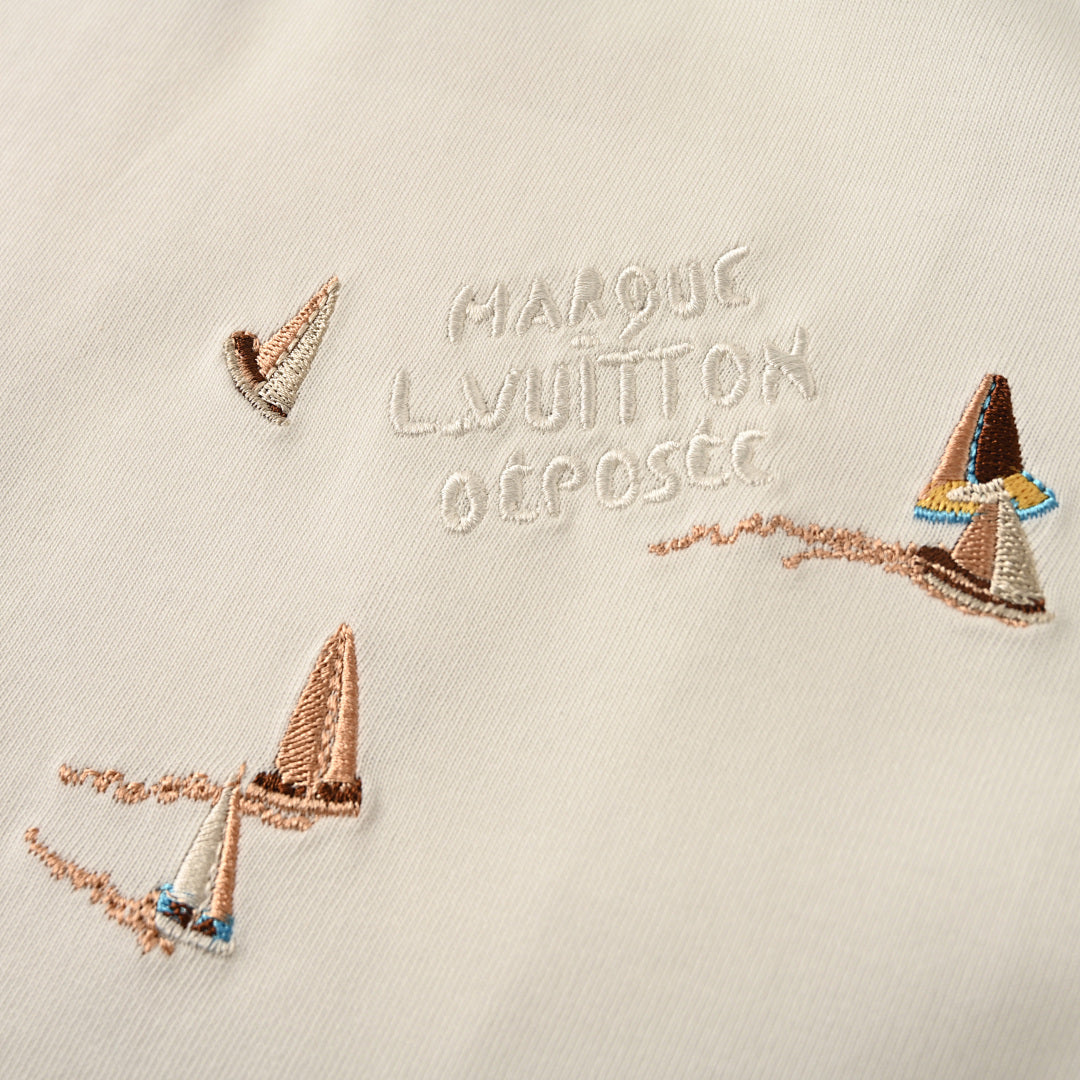 Louis Vuitton Embroidered Sailboat Short-Sleeve T-Shirt