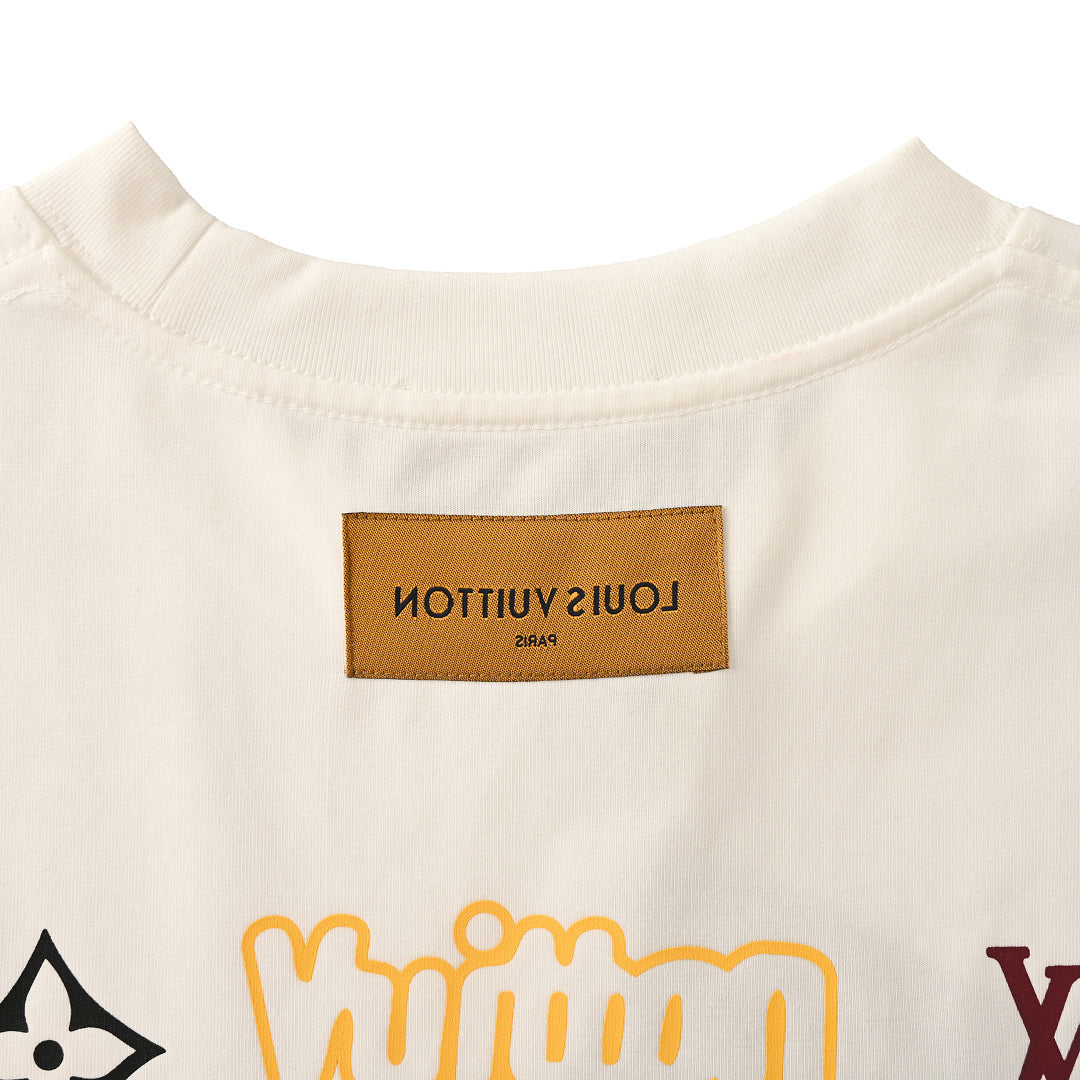 Louis Vuitton Crewneck Short-Sleeve T-Shirt with Front and Back Logo Print