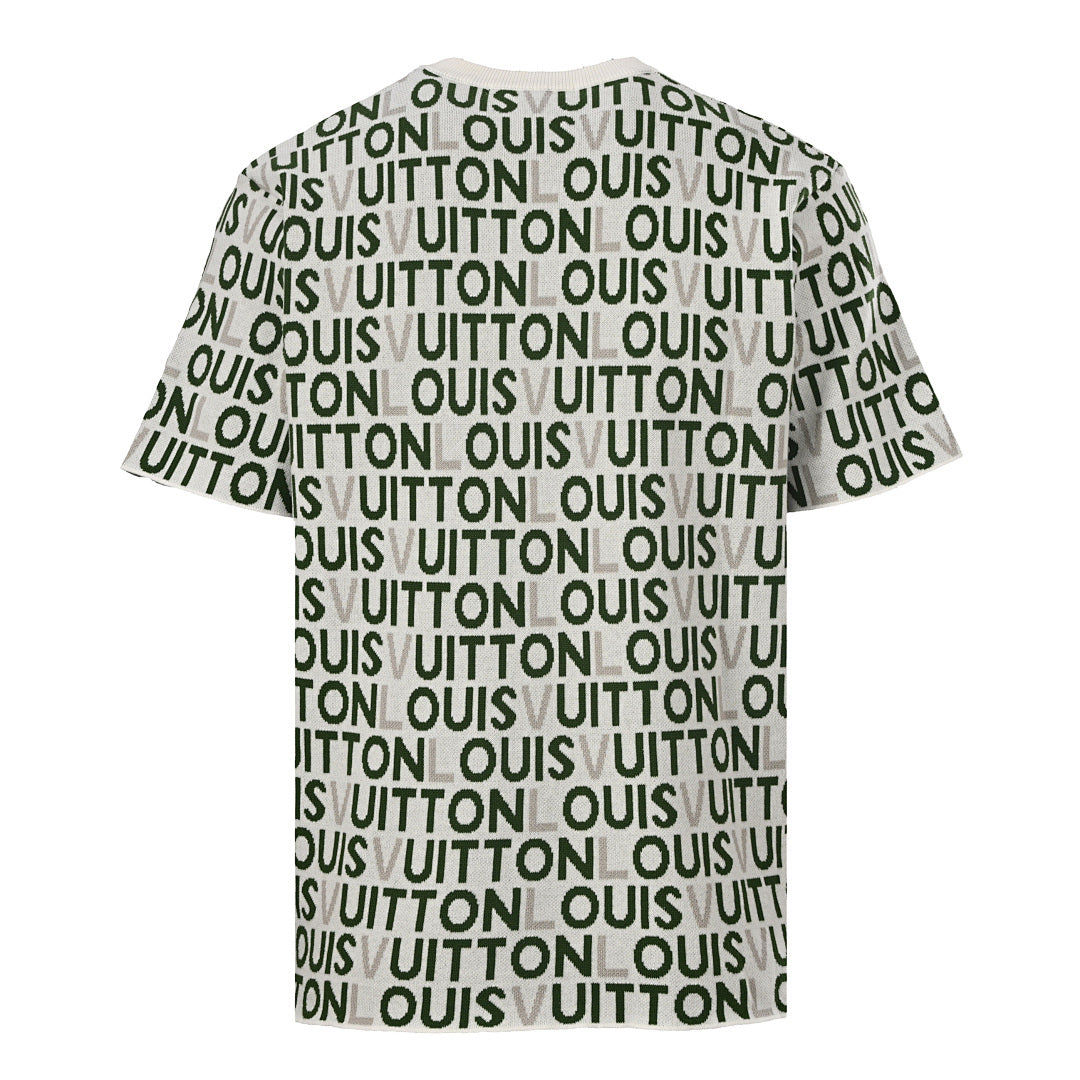 Louis Vuitton "Barrage" Letter Jacquard Knit Short-Sleeve T-Shirt
