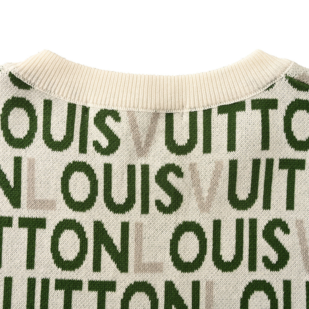 Louis Vuitton "Barrage" Letter Jacquard Knit Short-Sleeve T-Shirt