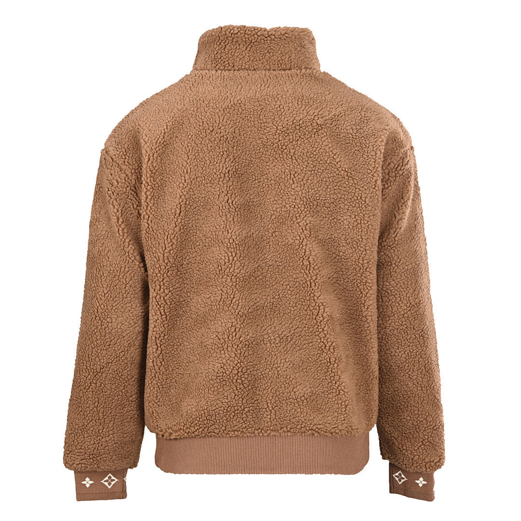 Louis Vuitton Leather Patch Stand-Collar Fleece Jacket