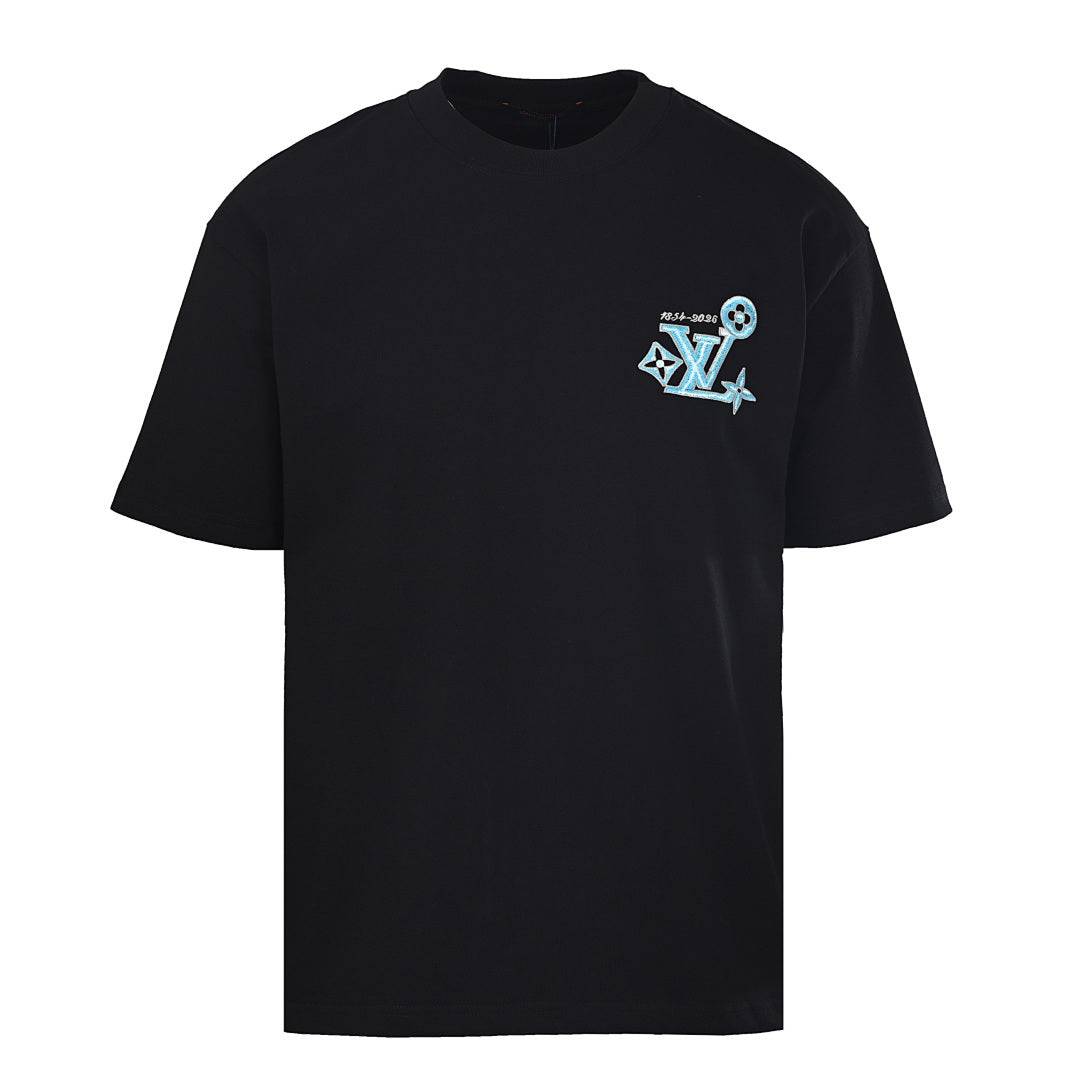 Louis Vuitton Short-Sleeve T-Shirt with Front and Back Lettering and Monogram Embroidery