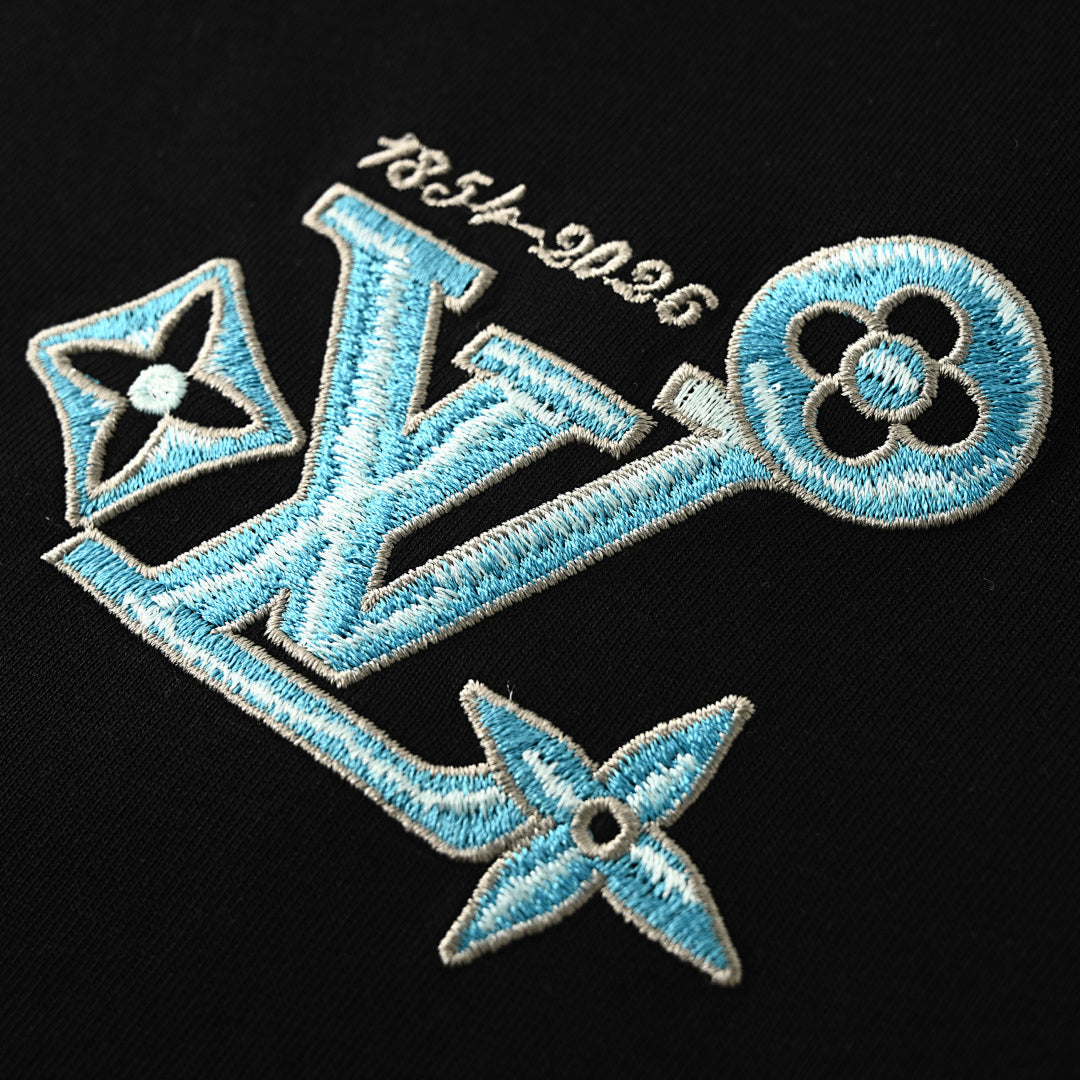 Louis Vuitton Short-Sleeve T-Shirt with Front and Back Lettering and Monogram Embroidery