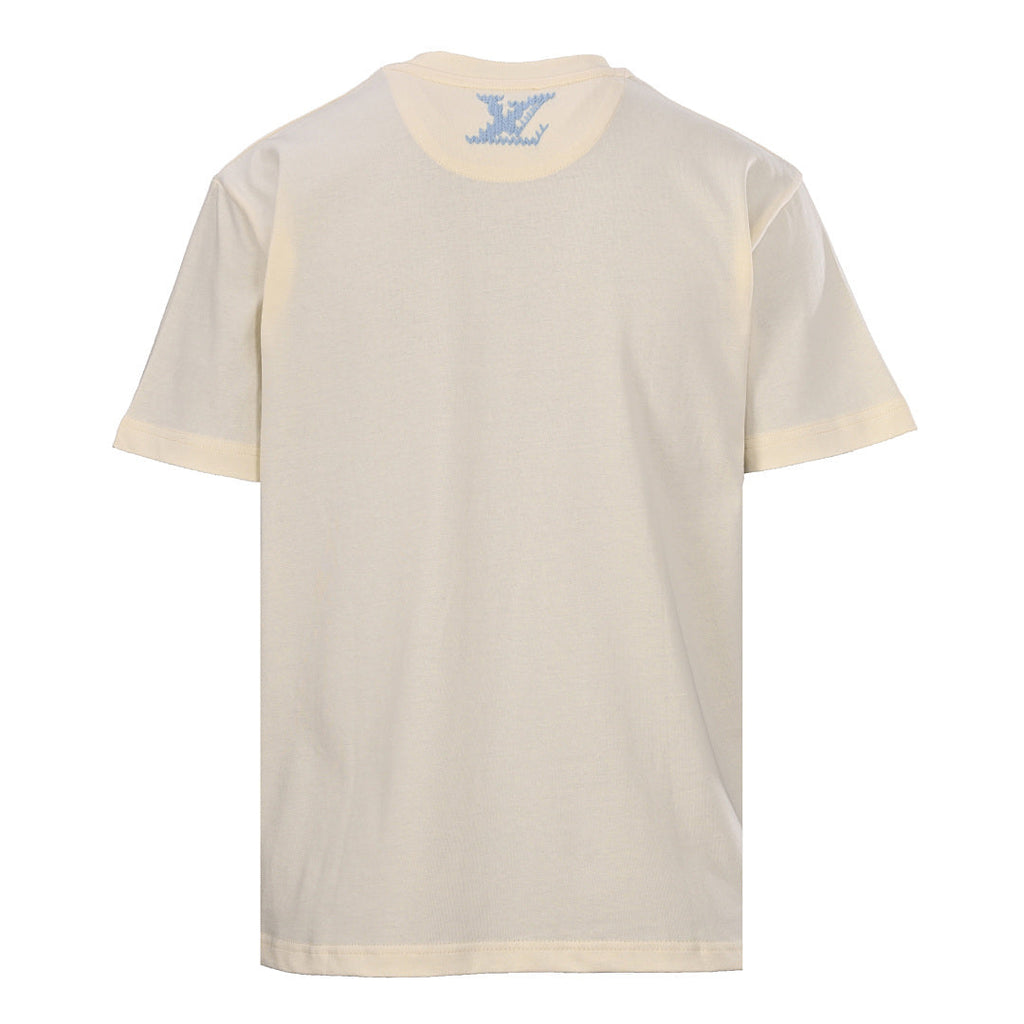 Louis Vuitton Blue Short-Sleeve T-Shirt with Knitted Embroidery