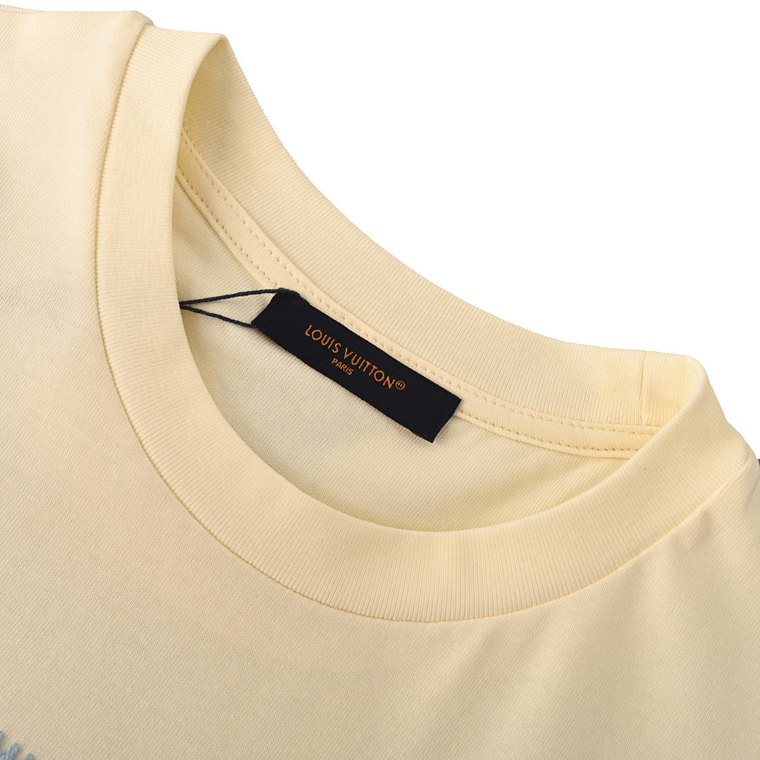 Louis Vuitton Blue Short-Sleeve T-Shirt with Knitted Embroidery