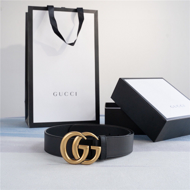 Gucci New Gold-Buckle Leather Belts for Men and Women