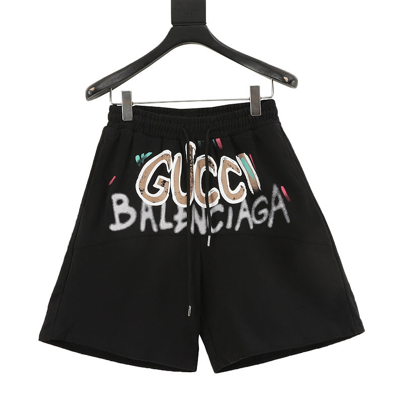 Gucci × Balenciaga 2023 Fall/Spring Collaboration Series: Logo-Print Colorful Hand-Painted Shorts