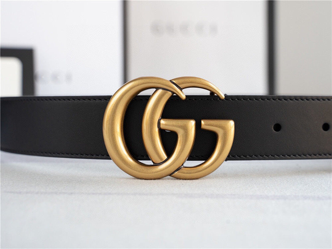 Gucci New Gold-Buckle Leather Belts for Men and Women