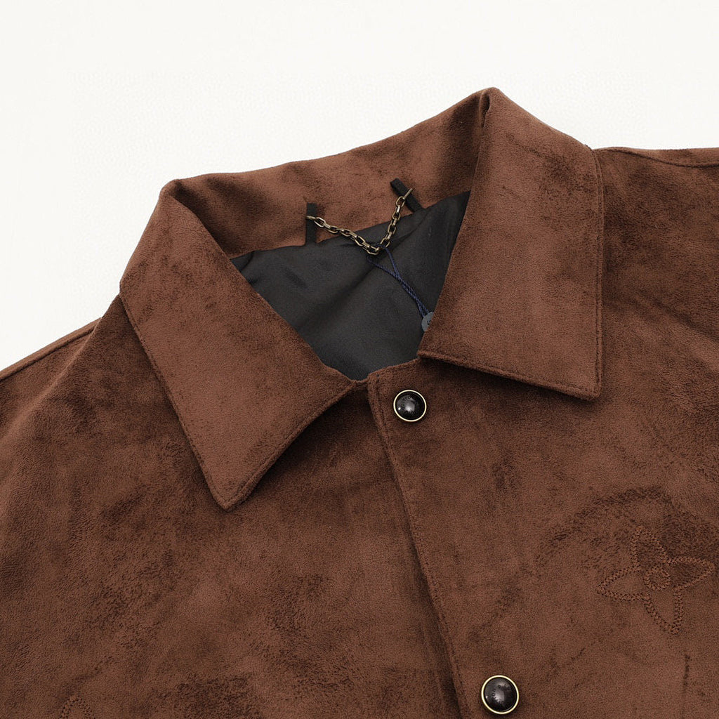 Louis Vuitton Suede Jacket with Large Floral Embroidery