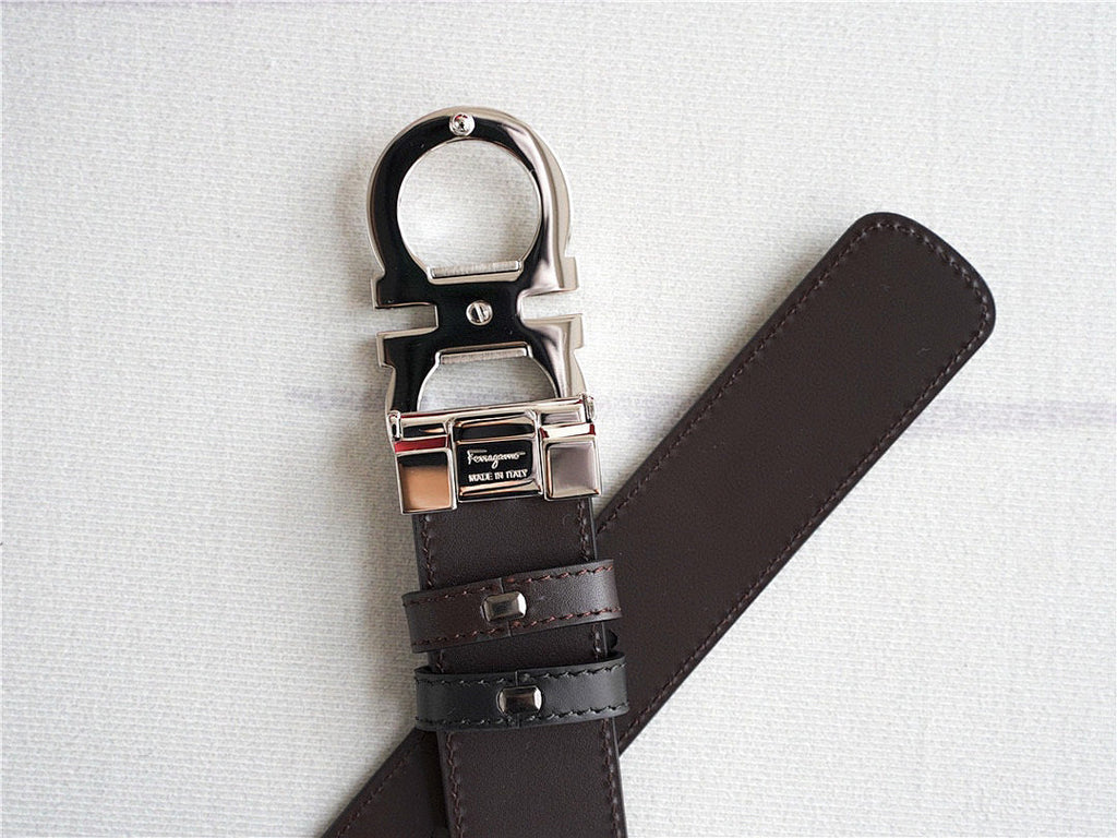 Ferragamo Classic Silver-Buckle Leather Belt