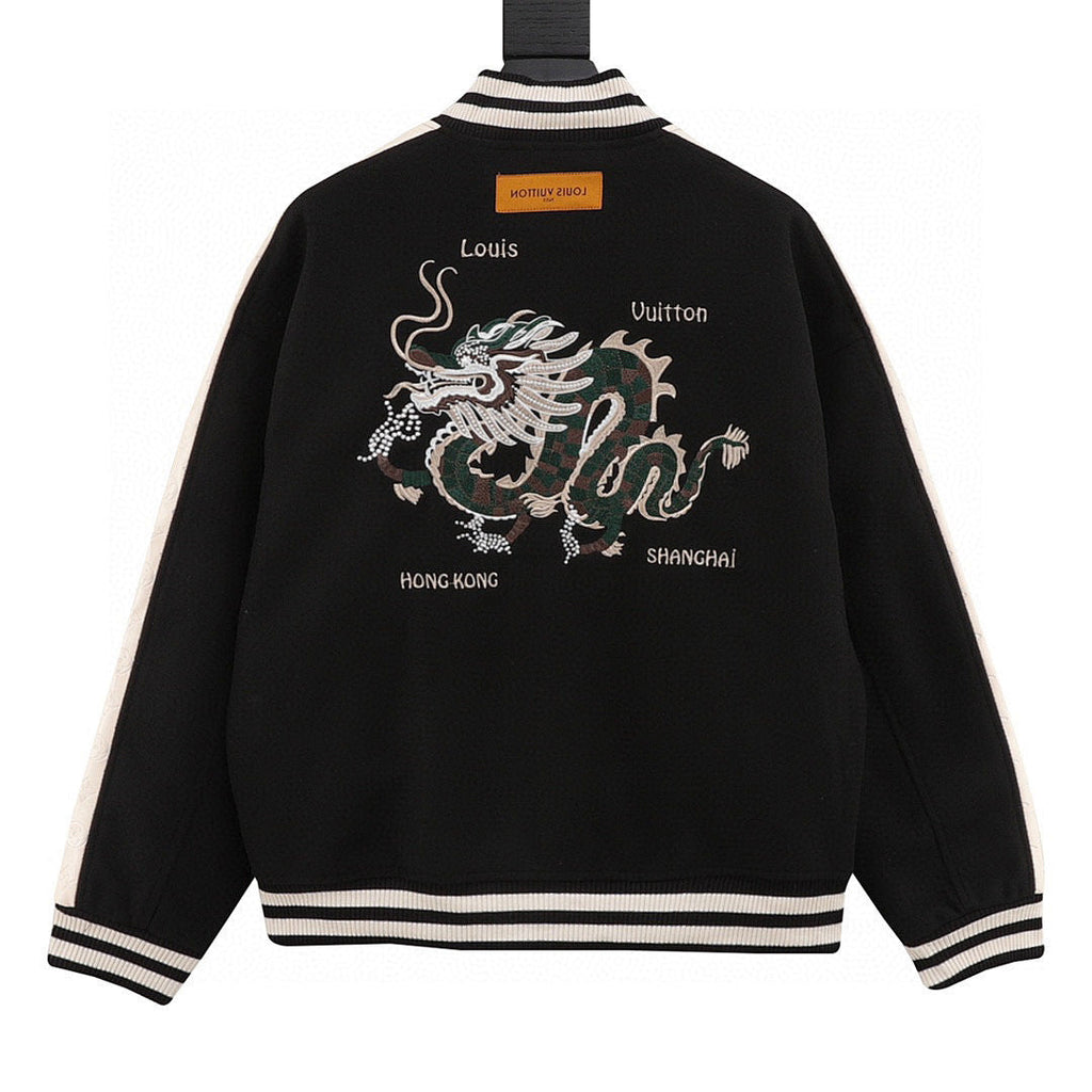 Louis Vuitton Chinese Dragon Embroidered & Paneled Baseball Jacket