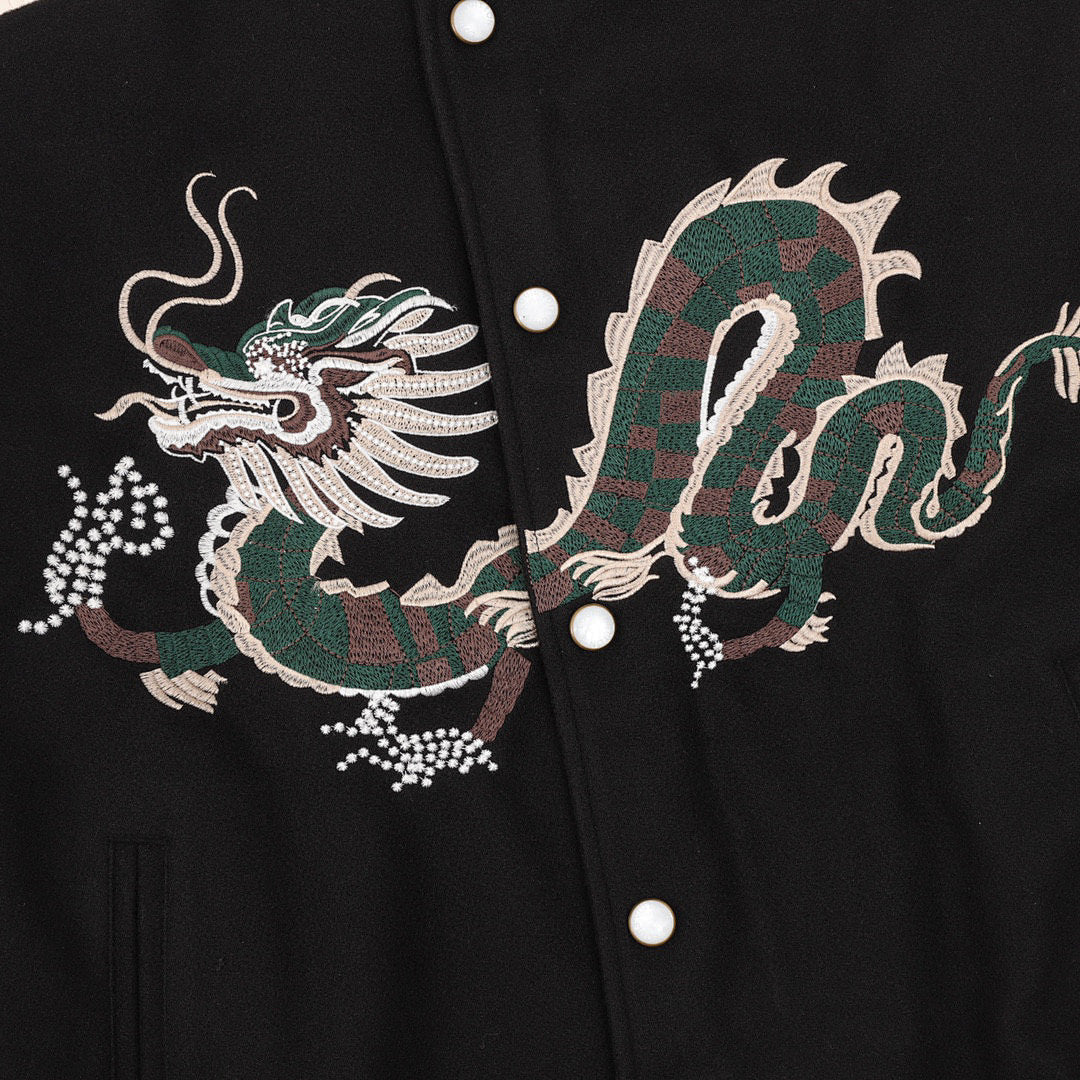 Louis Vuitton Chinese Dragon Embroidered & Paneled Baseball Jacket