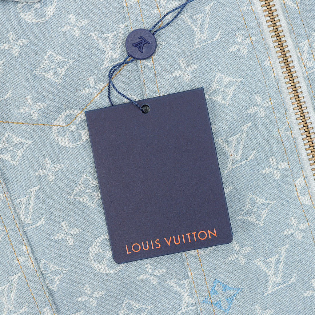 Louis Vuitton All-Over Jacquard Logo Washed & Distressed Cotton Hooded Jacket