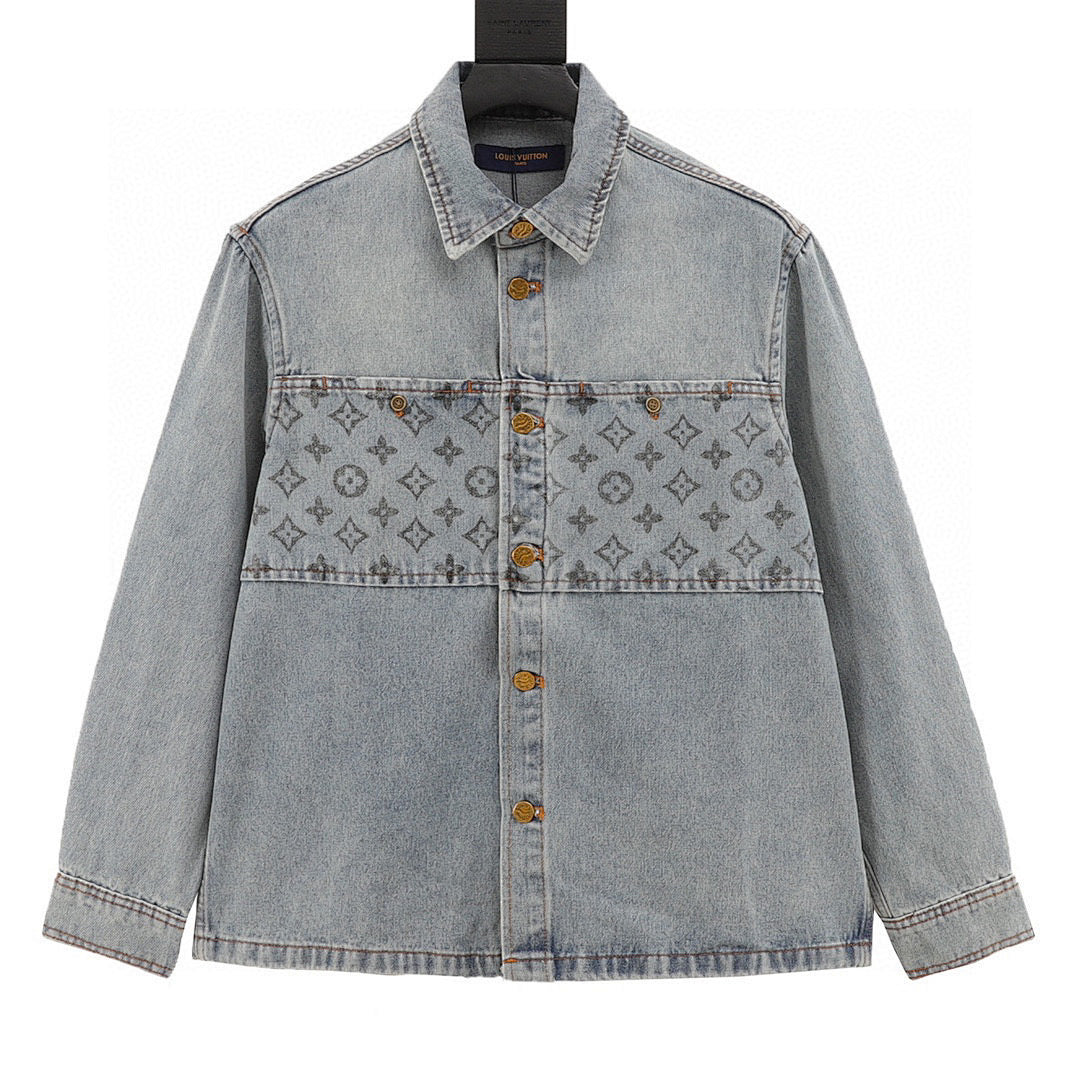 Louis Vuitton Monogram Denim Patchwork Long-Sleeve Jacket