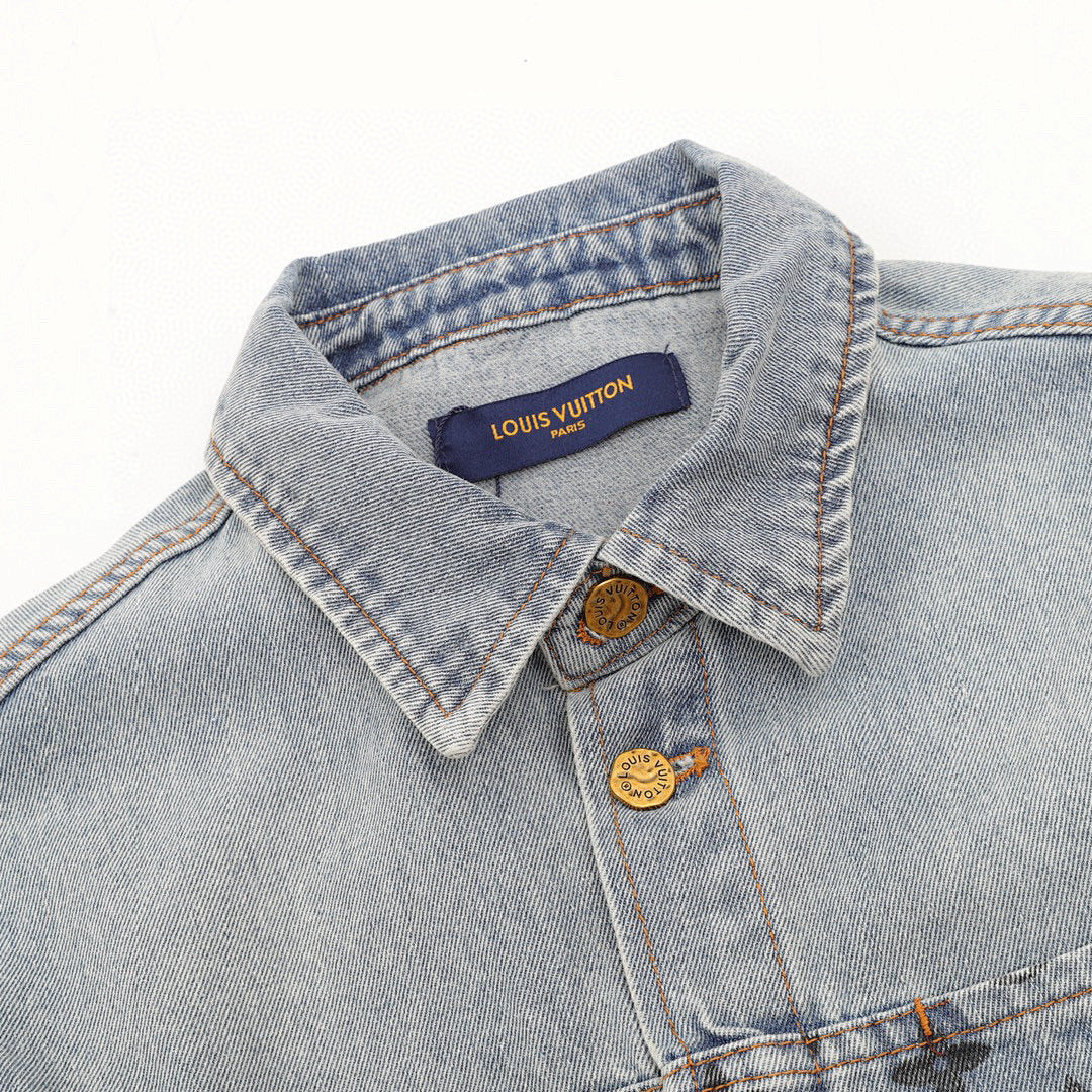 Louis Vuitton Monogram Denim Patchwork Long-Sleeve Jacket