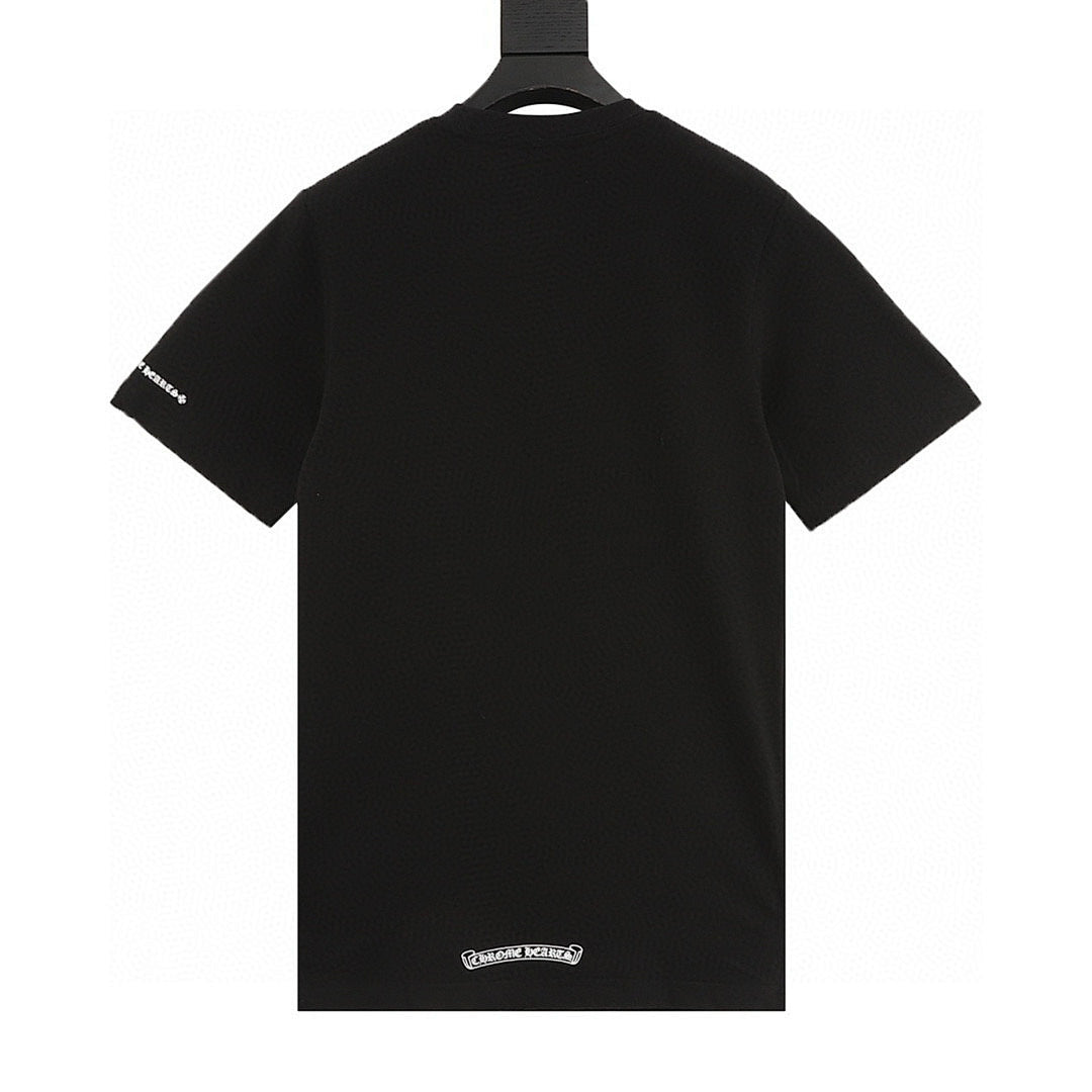 Chrome Hearts Short-Sleeve T-Shirt with Sanskrit Lettering Print at the Neckline