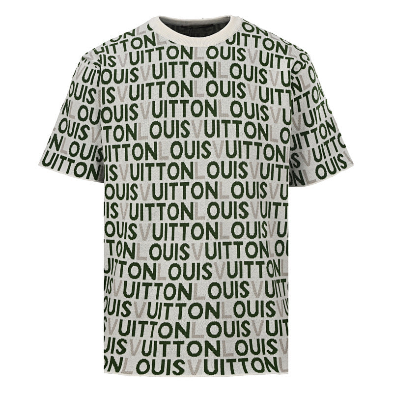 Louis Vuitton "Barrage" Letter Jacquard Knit Short-Sleeve T-Shirt