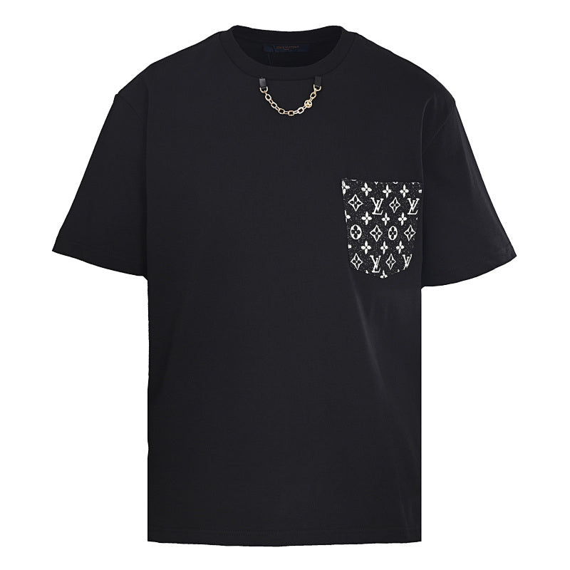 Louis Vuitton Chain-Detail Denim Pocket Short-Sleeve T-Shirt
