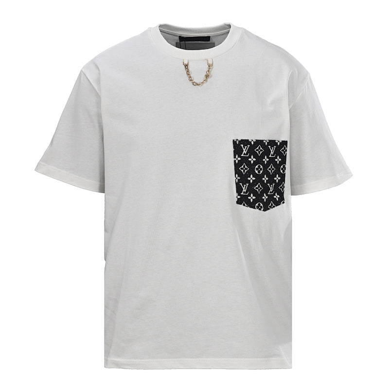 Louis Vuitton Chain-Detail Denim Pocket Short-Sleeve T-Shirt