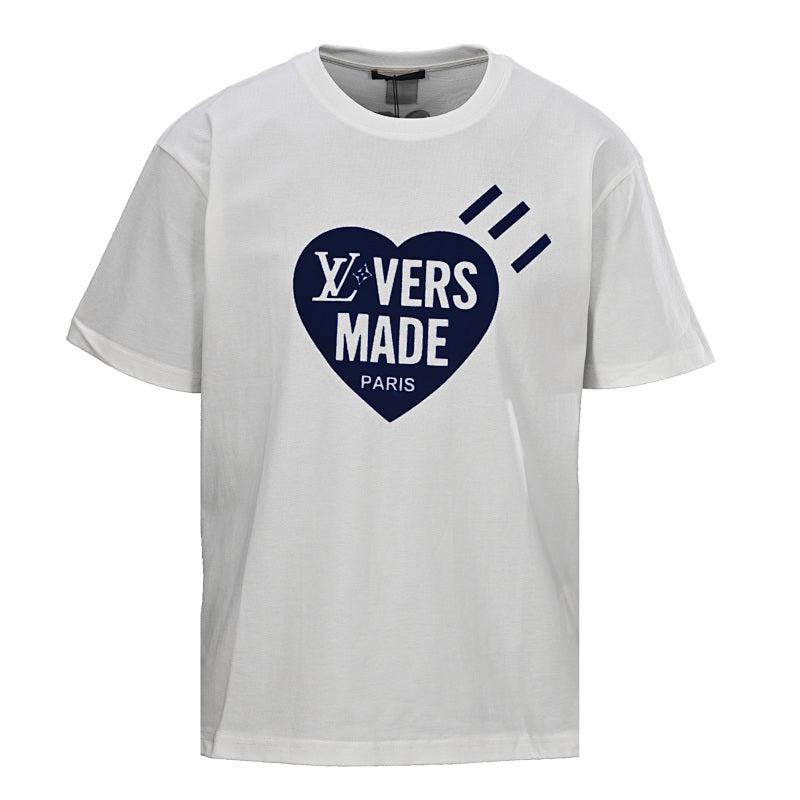 Louis Vuitton Heart-Flocked Print Short-Sleeve T-Shirt