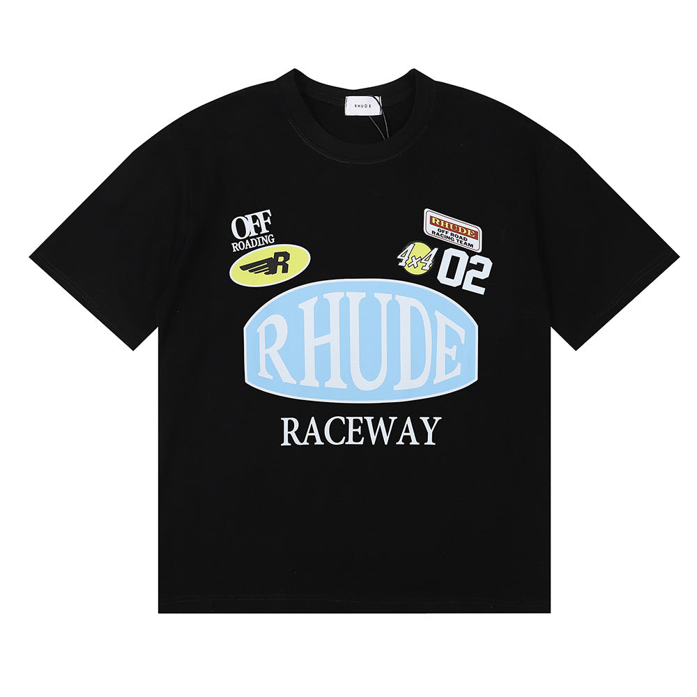 Rhude T-shirt Racing Track Letter Print Short Sleeve T-shirt