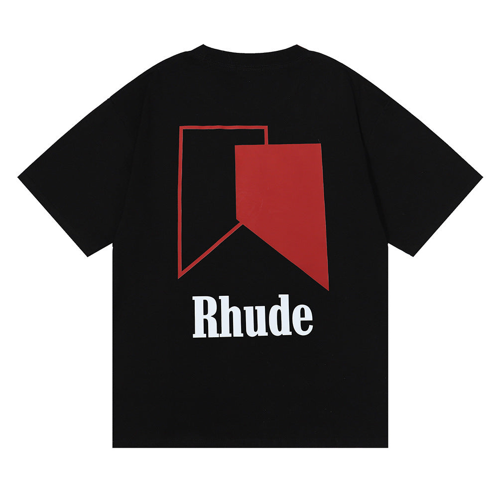 Rhude T-shirt Micro Standard Geometric Square Color Matching Printed Short Sleeve T-shirt