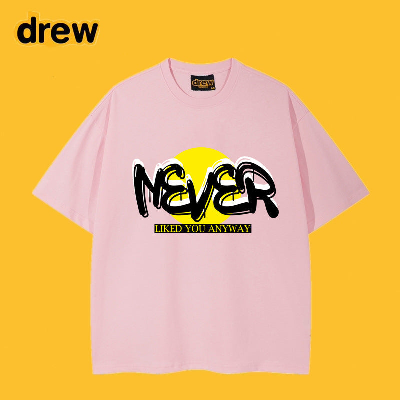 Drew T-shirts Smiley Face Short Sleeve Loose round Neck Short Sleeve