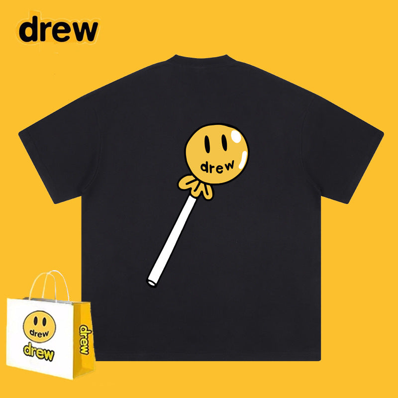 Drew T-shirts Smiley Letter Cotton T-shirt