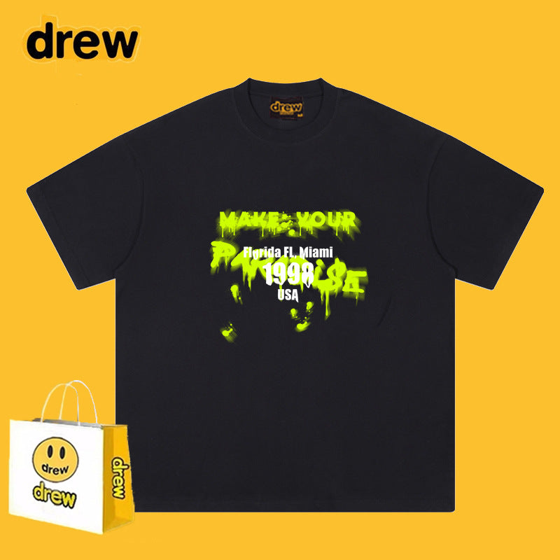 Drew T-shirts Smiley Face Short-Sleeved T-shirt Men's Short-Sleeved T-shirt