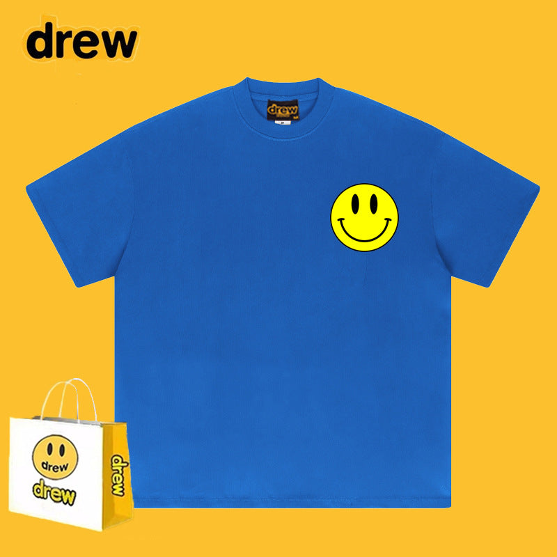Drew T-shirts Smiley Face Print Short Sleeve Loose