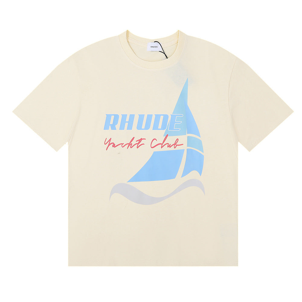 Rhude T-shirt Micro Label Yacht Club Print Short Sleeve T-shirt