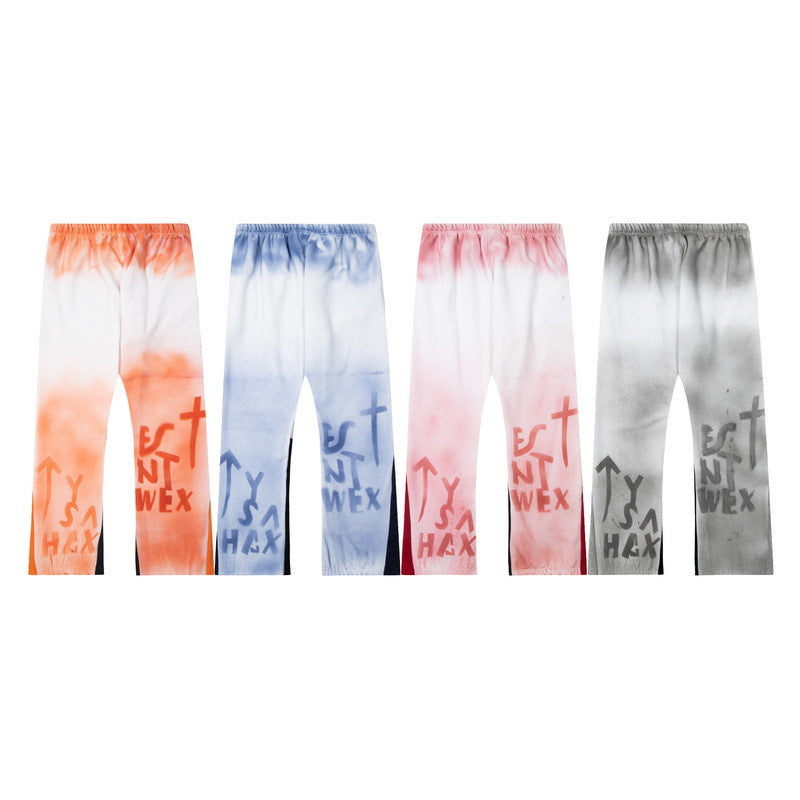Gallery Dept Sweatpants Tie-dye Splash Ink Graffiti Alphabet Print Casual Sweatpants Trousers