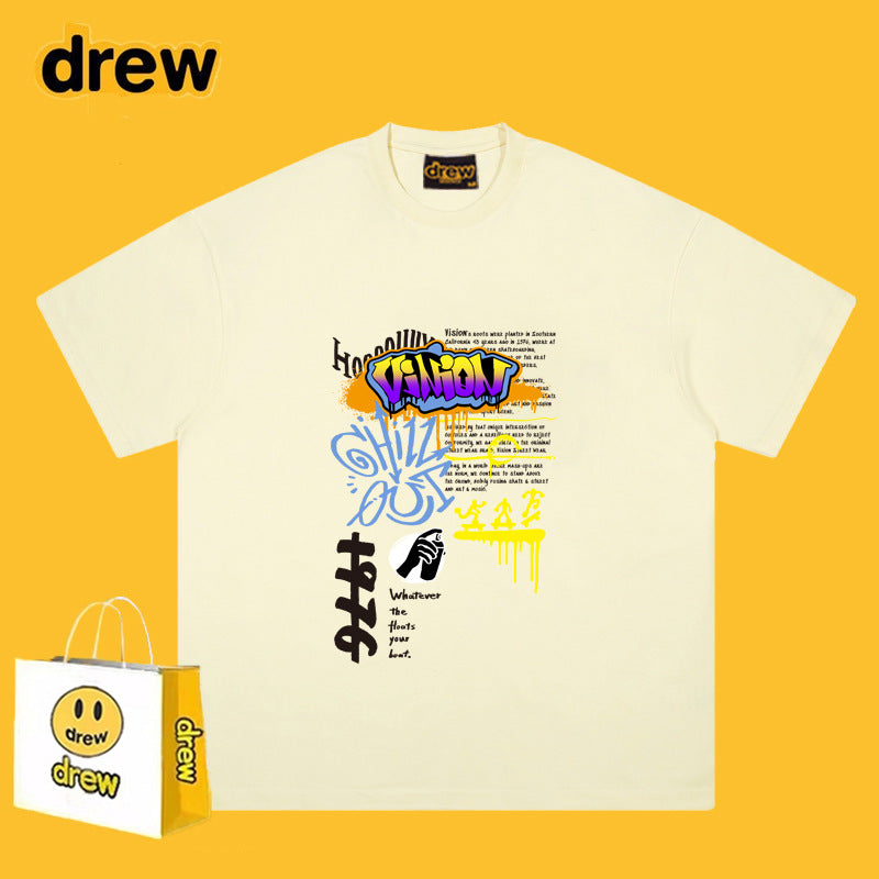 Drew T-shirts Short Sleeve Graffiti Printing