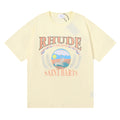 Rhude T-shirt Wheat Ear Sunset Beach Pattern Printed Short Sleeve T-shirt