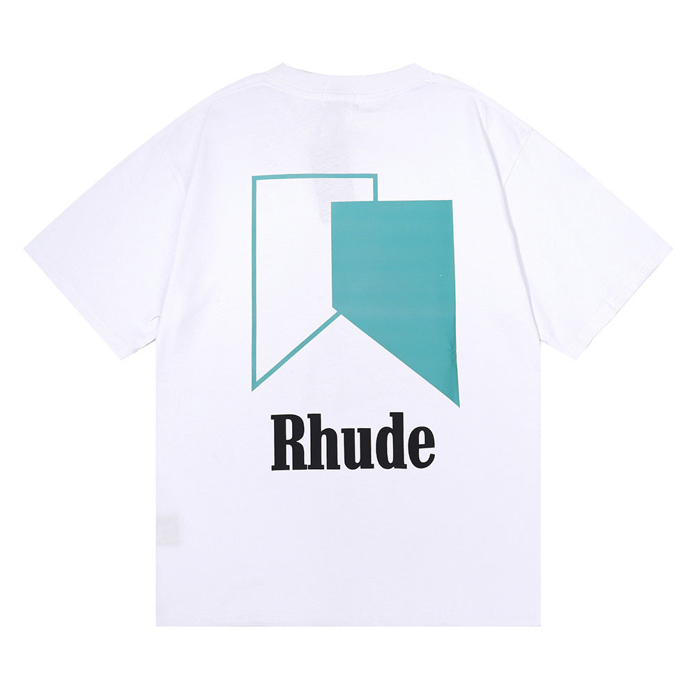 Rhude T-shirt Micro Standard Geometric Square Color Matching Printed Short Sleeve T-shirt
