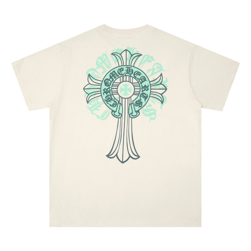 Chrome Heart T Shirts Cross Print Short Sleeve T-Shirt Loose