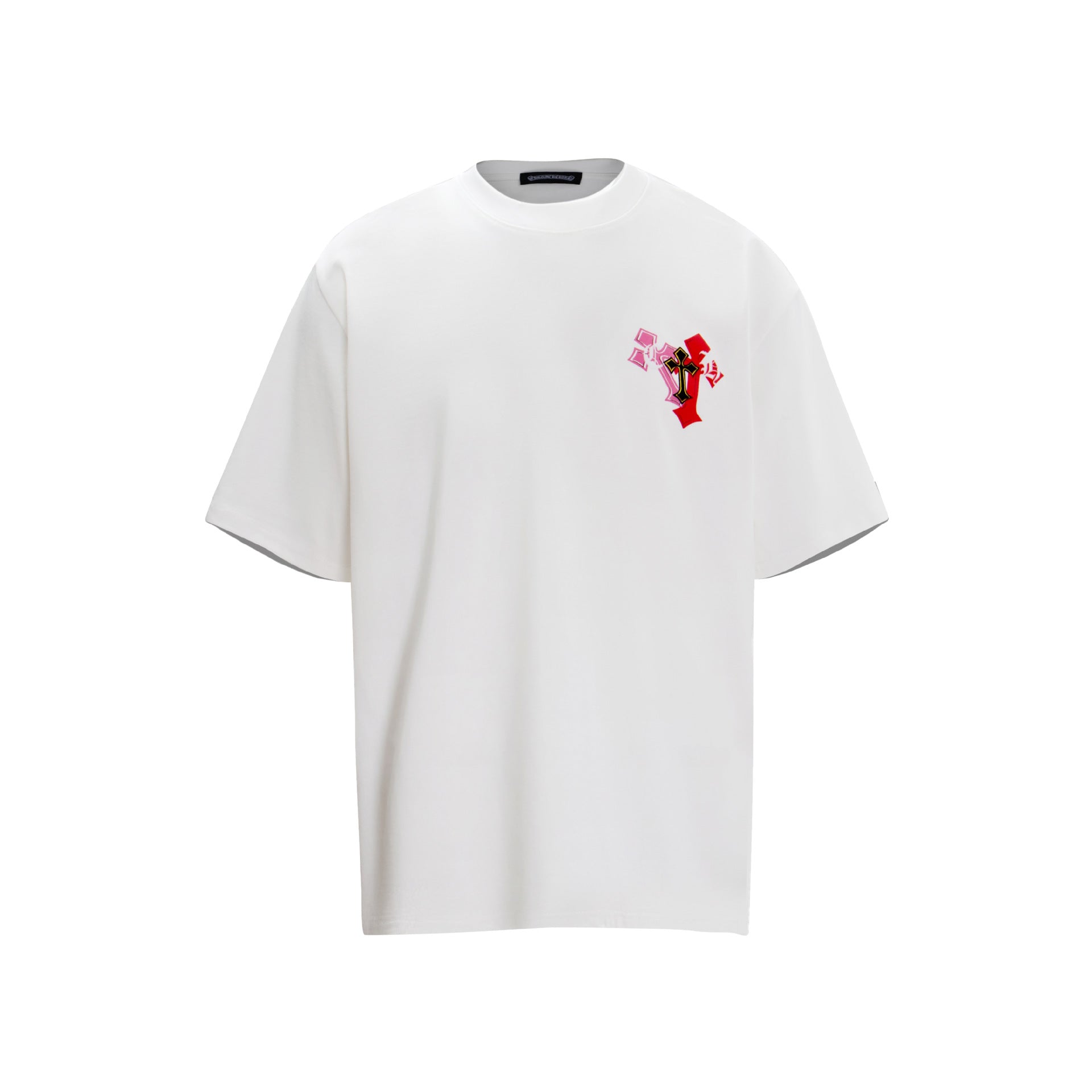 Chrome Heart T Shirts Sanskrit Rainbow Cross Foam Short Sleeve T-Shirt