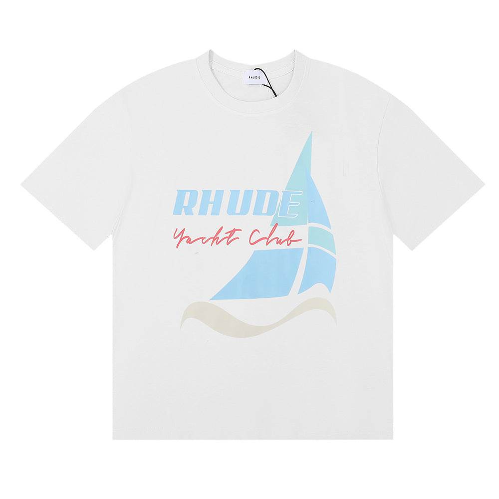 Rhude T-shirt Micro Label Yacht Club Print Short Sleeve T-shirt