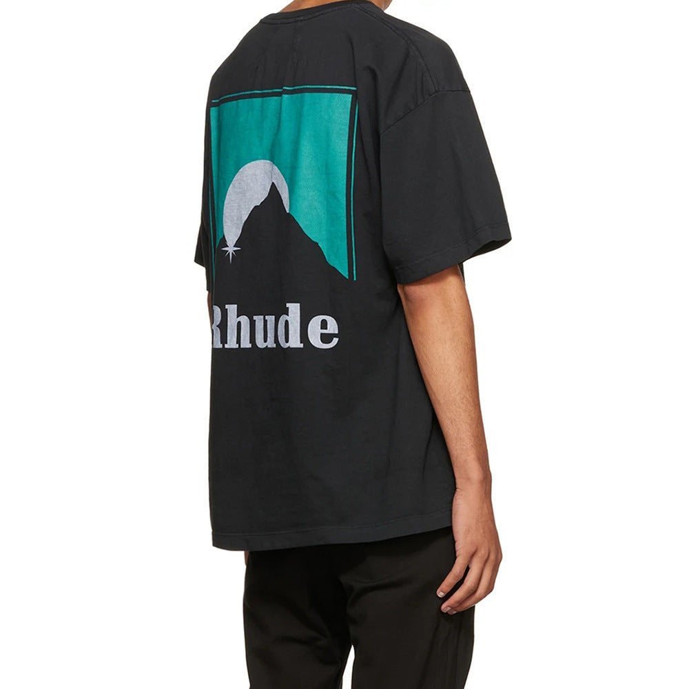 Rhude T-shirt Sunset Classic Alphabet Print Short Sleeve T-shirt